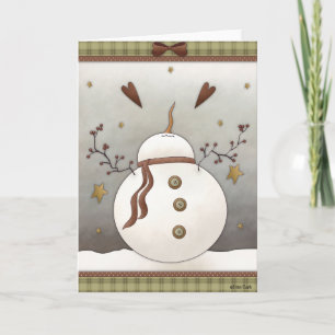 Schneemann Blanko Winter Grusskarte 4 Feiertagskarte