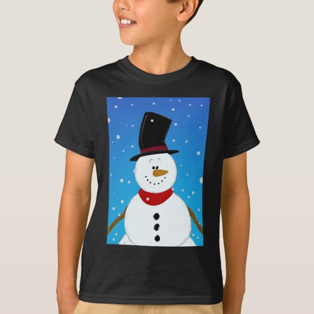Schneemann - Blau T-Shirt (Vorderseite)