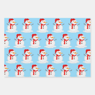 Schneemann Blaue Himmel Wunderland Geschenkpapier Set