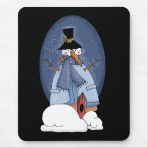Schneemann-blaue T-Shirts und Geschenke Mousepad