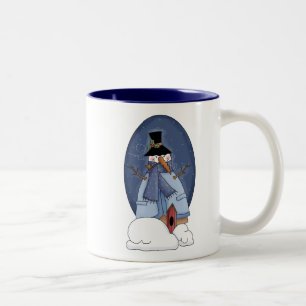 Schneemann-blaue T-Shirts und Geschenke Zweifarbige Tasse