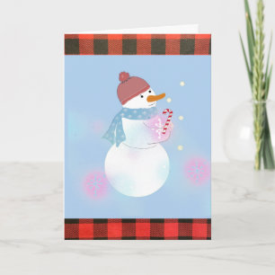 Schneemann Büffelkariert Weihnachtsfeiertagskarte Feiertagskarte