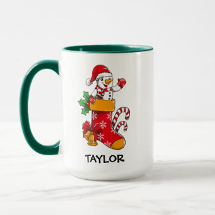 Schneemann Candy Cane Strümpfe Benutzerdefinierter Tasse