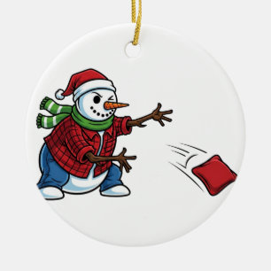 Schneemann Cornhole Weihnachten 2026 Feiertags-Tai Keramik Ornament