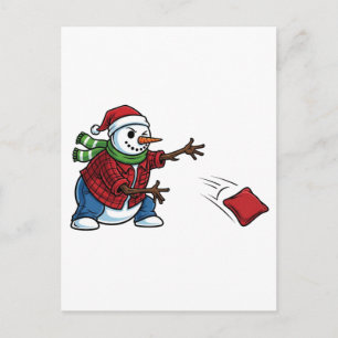 Schneemann Cornhole Weihnachten 2026 Feiertags-Tai Postkarte
