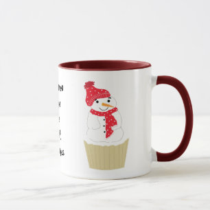 Schneemann-Cupcake mit Sprüchen Tasse