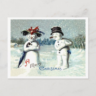 Schneemann, der zu Weihnachten Liebe ausdrückt, Vi Postkarte
