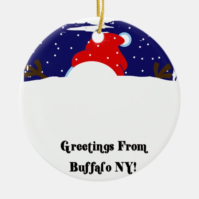 Schneemann des Büffel-NY Keramikornament (Vorne)