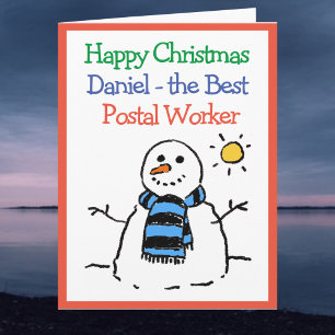 Schneemann Design Frohe Weihnachten Post Mitarbeit Karte