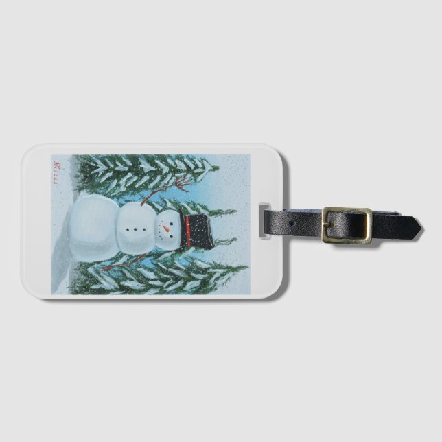 Schneemann-Digitalmalerei Gepäckanhänger (Vorderseite (Horizontal))