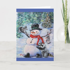 Schneemann, Eichhörnchen, Waschbär, opossum Blanko Karte