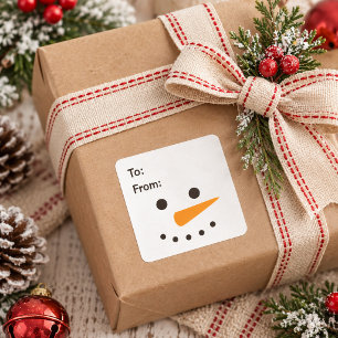 Schneemann Einfaches Weihnachtsgeschenk Quadratischer Aufkleber