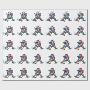 Schneemann Eishockey Weihnachten 2026 Feiertags Sp Geschenkpapier