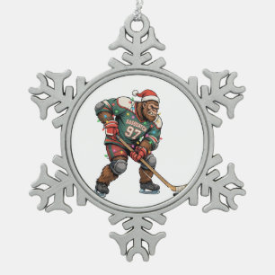 Schneemann Eishockey Weihnachten 2026 Feiertags Sp Schneeflocken Zinn-Ornament