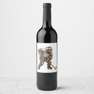 Schneemann Eishockey Weihnachten 2026 Feiertagsspo Weinetikett