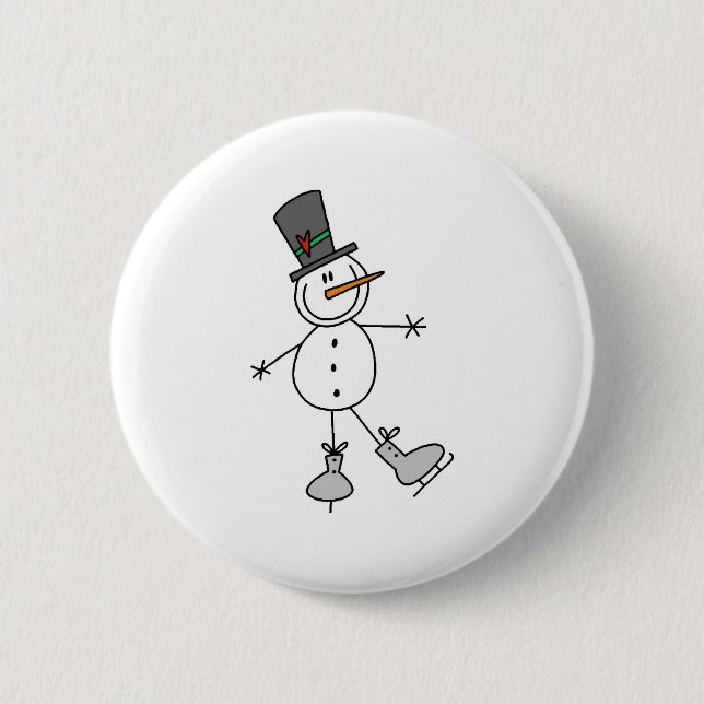 Schneemann Eislaufen Button (Vorderseite)