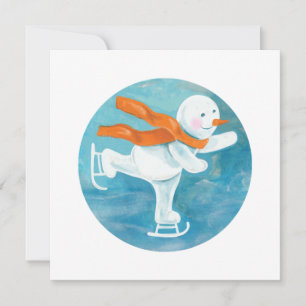 Schneemann Eisläufer  Karte
