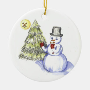 Schneemann entdeckt, dass er Zauberschmuck hat Keramikornament