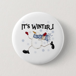 Schneemann Es ist Winter Button