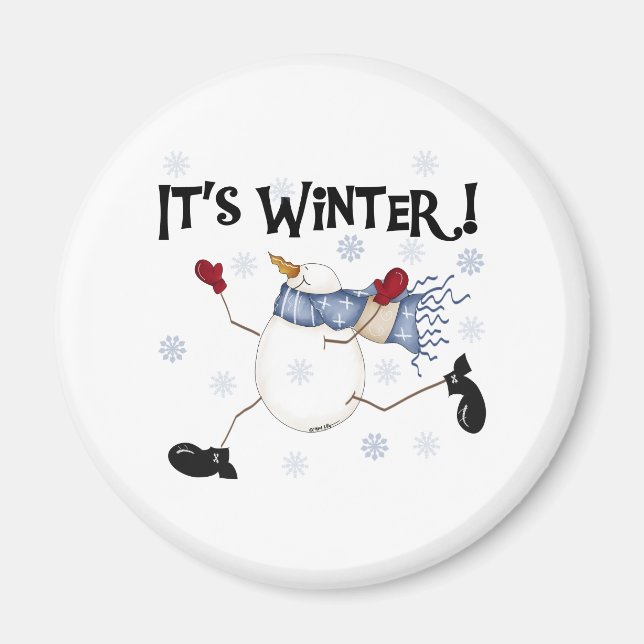 Schneemann Es ist Winter Magnet (Vorne)