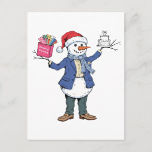 Schneemann-Eventorganisator Weihnachten 2026 Feier Ankündigungspostkarte