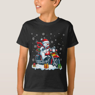 Schneemann fährt Motorrad Weihnachten Biker Lustig T-Shirt