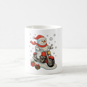 Schneemann fährt Motorrad Weihnachten Biker Xmas Kaffeetasse