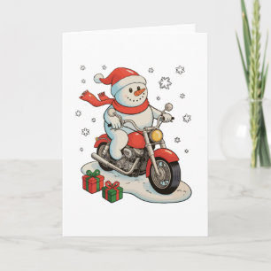 Schneemann fährt Motorrad Weihnachten Biker Xmas Karte