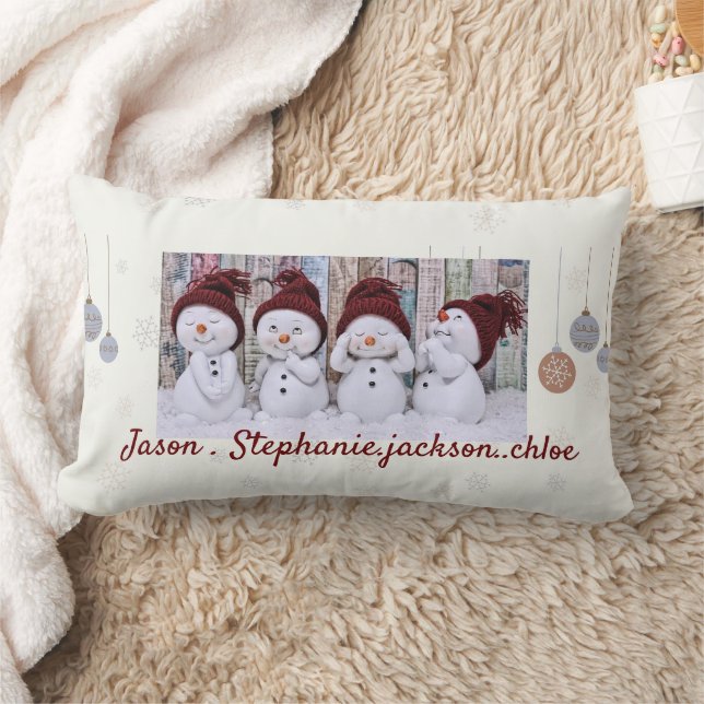 Schneemann Familie personalisierte Weihnachten wer Lendenkissen (Decke)