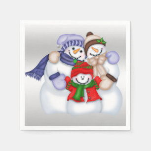 Schneemann-Familie Serviette
