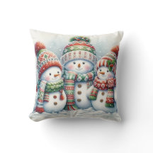 Schneemann-Familie-Wurfkissen