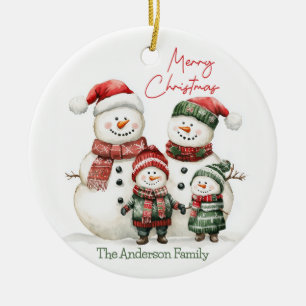 Schneemann-Familien-Weihnachtsbaumanhänger Benut Keramik Ornament