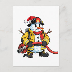 Schneemann-Feuerwehrmann-Weihnachten 2026 Lustiger Postkarte