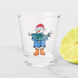 Schneemann Fischer Weihnachten 2026 Urlaubsfische Schnapsglas