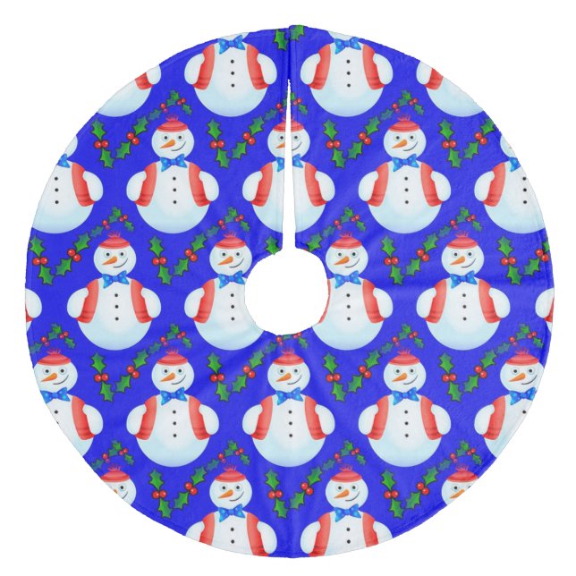 Schneemann Fleece Weihnachtsbaumdecke (Vorderseite)