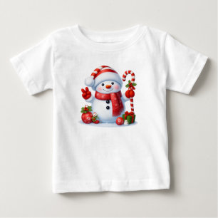Schneemann Friedenszeichen Weihnachten Baby T-shirt