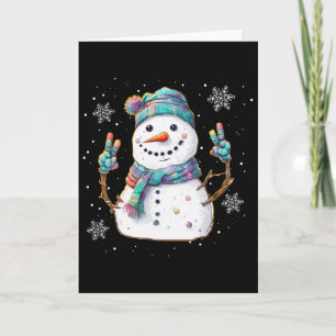 Schneemann-Friedenszeichen-Weihnachten-Schnee-Fros Karte