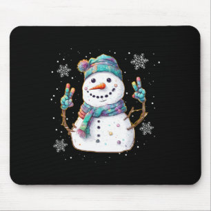 Schneemann-Friedenszeichen-Weihnachten-Schnee-Fros Mousepad