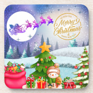 Schneemann Frohe Weihnachten Baum Geschenk & Frohe Getränkeuntersetzer