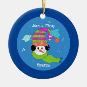 Schneemann Frohe Weihnachten Keramik-Ornament Keramik Ornament
