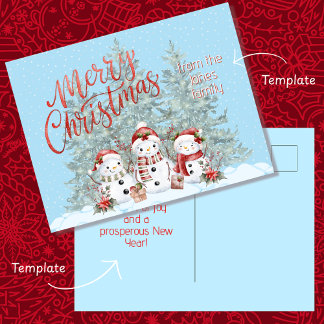 Schneemann Frohe Weihnachten Postkarte