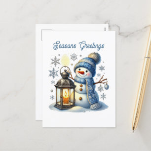 Schneemann für festliche Frohe Festtage Feiertagspostkarte