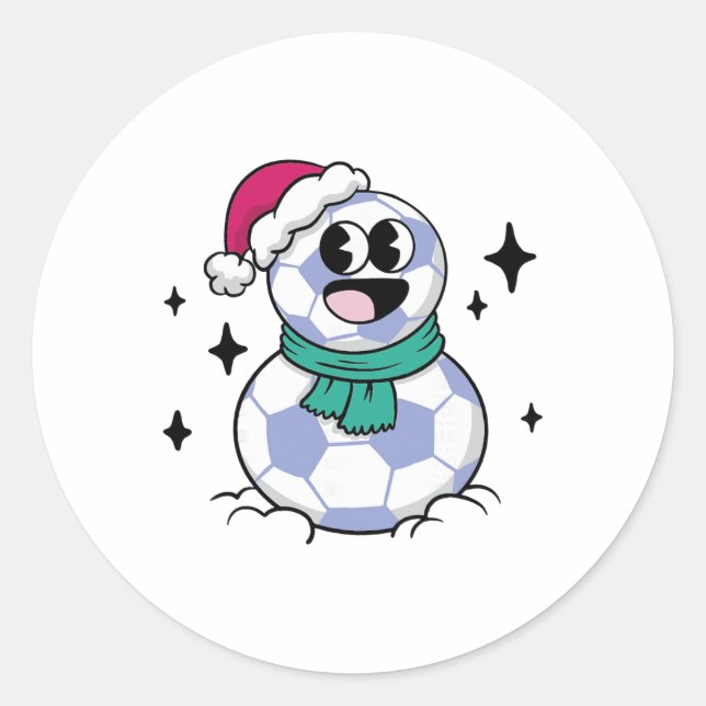 Schneemann Fußball  Runder Aufkleber (Vorderseite)