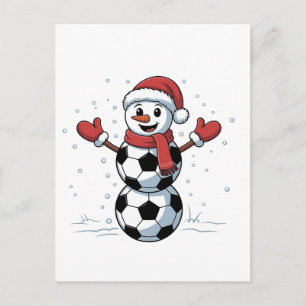 Schneemann Fußball Weihnachten Santa Baseball Spor Ankündigungspostkarte
