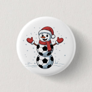 Schneemann Fußball Weihnachten Santa Baseball Spor Button