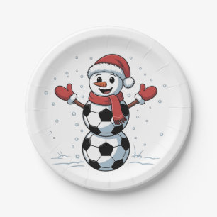 Schneemann Fußball Weihnachten Santa Baseball Spor Pappteller
