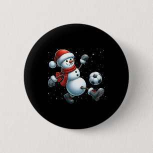Schneemann Fußball Weihnachten Schnee Jungen Mädch Button