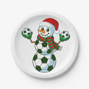 Schneemann Fußball Weihnachten Sportliebhaber Pappteller