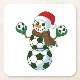 Schneemann Fußball Weihnachten Sportliebhaber Rechteckiger Pappuntersetzer