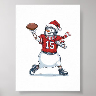 Schneemann Fußballspieler Weihnachten 2026 Feierta Poster